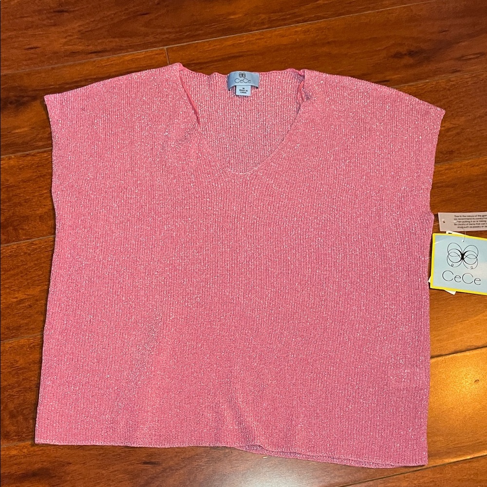 CeCe Sparkling Pink Sleeveless Top | Size Medium | NWT